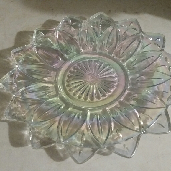 Beautiful Carnival Glass Cut Crystal Plate EAC - Picture 2 of 3